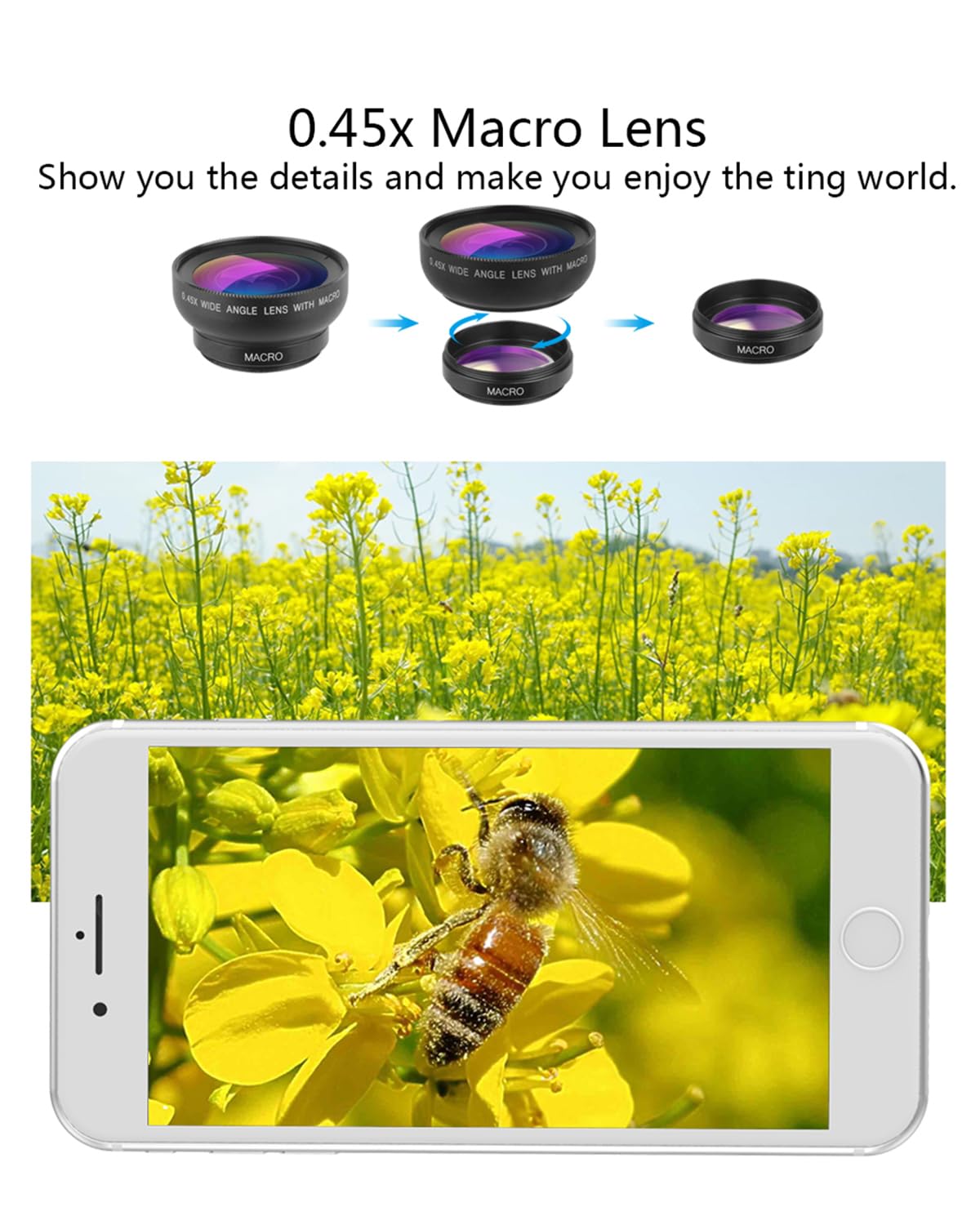 Apexel Phone Camera Lens, 2 in 1 Cell Phone Clip-on Lens Kit