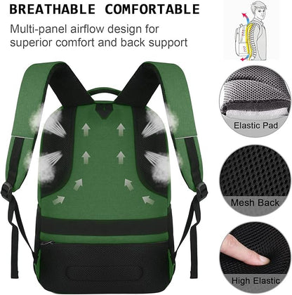 Laptop Backpack,Business Travel Anti Theft Slim Durable Laptops Backpack with USB Charging Port,Water Resistant College Computer Bag for Women & Men Fits 15.6 Inch Laptop and Notebook-Green