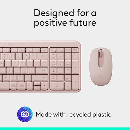 Logitech MK250 Bluetooth Wireless Mouse and Keyboard Combo: Fast & Easy Connectivity, Compact Wireless Keyboard, Ambidextrous Mouse, Durable Build - Windows/MacOS - Rose