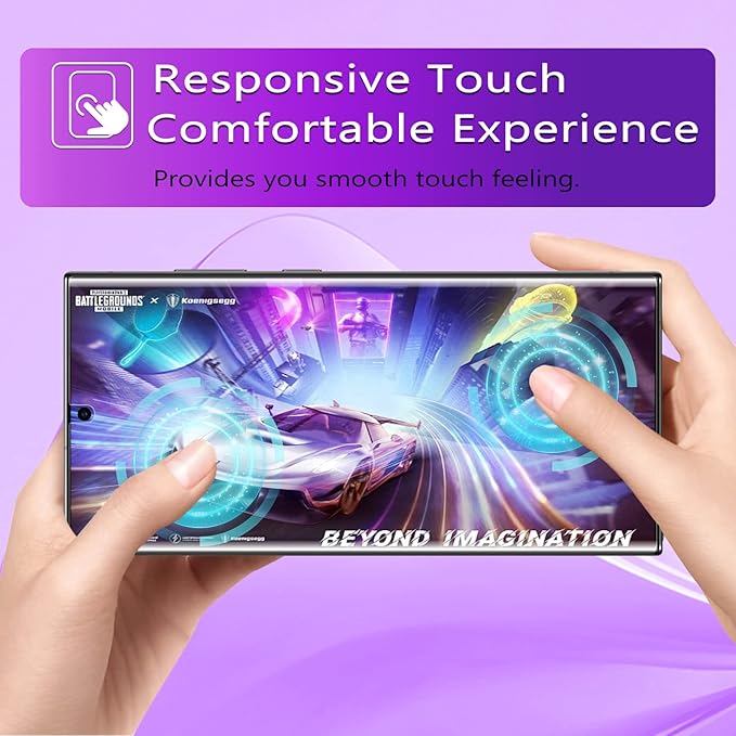 [2+2 Pack] Lesakit Anti-Blue Light Privacy Screen Protector for Samsung Galaxy S23 Ultra 6.8 inch with 2 Pack Camera Lens Protector, [Support Fingerprint ID] Anti Spy TPU Flexible Screen Protector- Purple