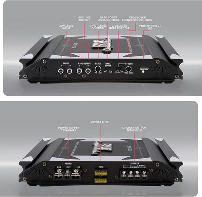 Pyle 2 Channel Car Stereo Amplifier- 1400W Dual Channel Bridgeable High Power MOSFET Audio Sound Auto Small Speaker Amp w/ Crossover, Bass Boost Control, Gold Plated RCA Input Output, Black - PLA2200
