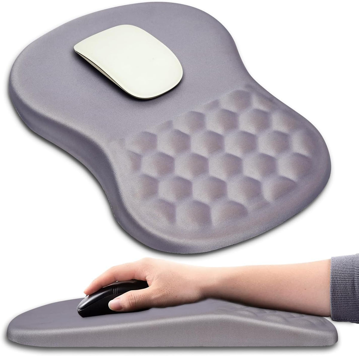 Hokafenle Ergonomic Mouse Pad Wrist Support with Massage Design, Wrist Rest Pain Relief Mousepad with Memory Foam&Non-Slip PU Base, Mouse Pads for Wireless Mouse & Desk (12x8 inch,Olive Green)