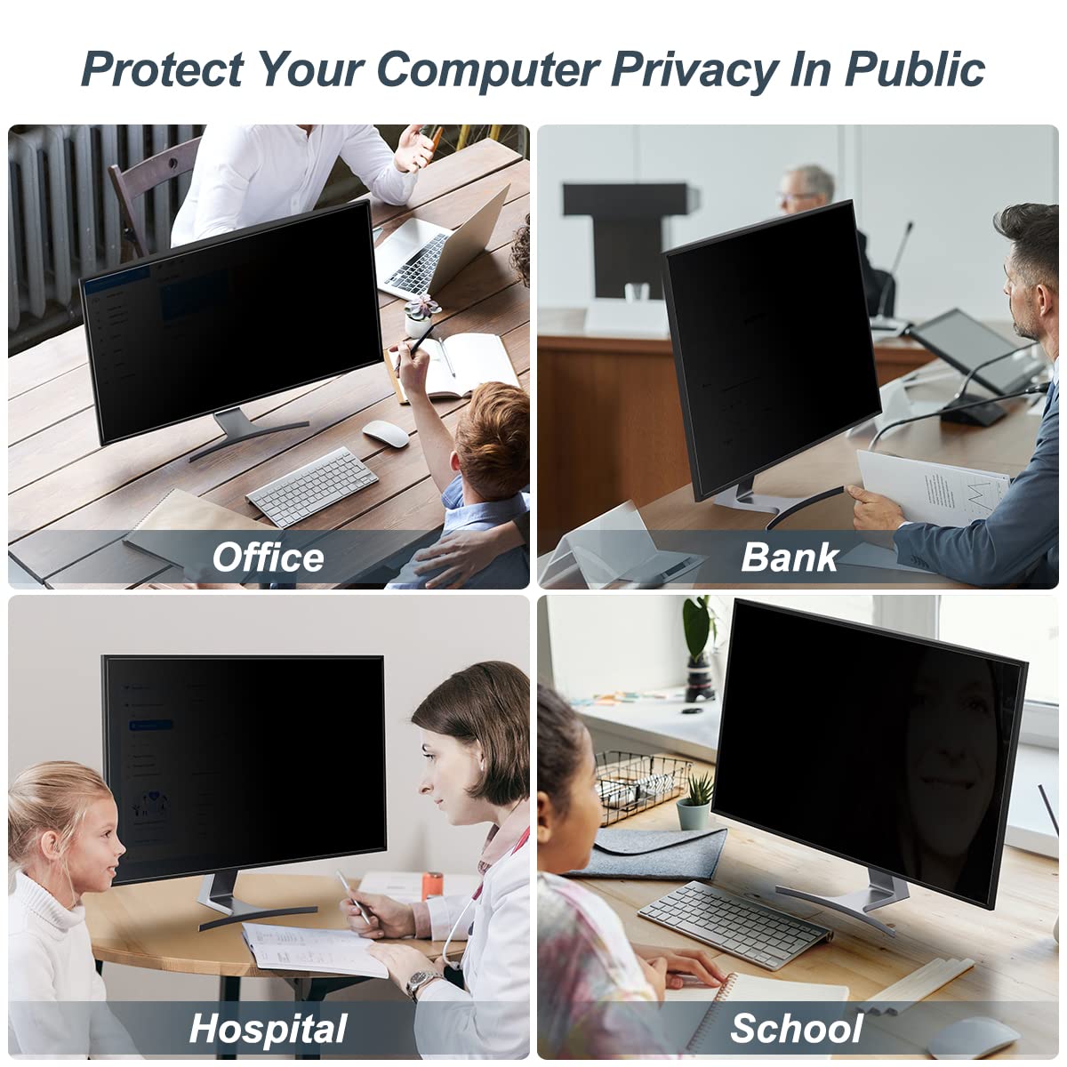JEAPKA [2-Pack] 27 Inch Privacy Screen for Monitor Computer Screen Privacy Filter for 16:9 Widescreen Monitor Desktop PC Monitor Privacy Film Monitor Privacy Shield and Anti-Glare Protector