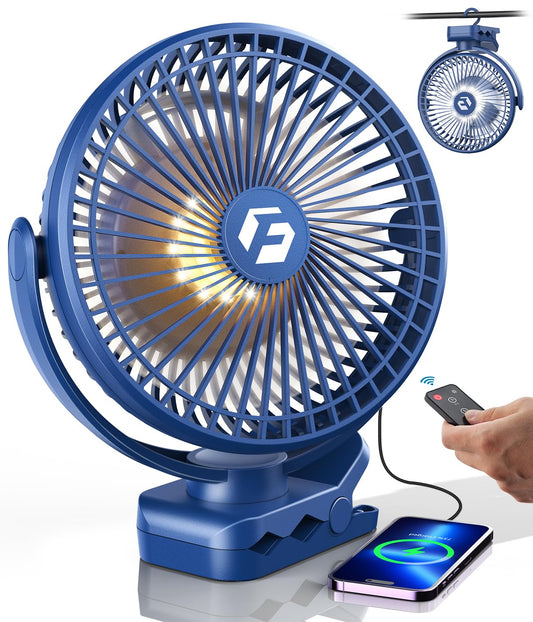 Korbot 8-inch Clip on Fan -20000mAh Portable Fan Battery Rechargeable with 3 Speeds and Strong Airflow, USB Fan Small Desk Fan Personal Quiet Fan for Office Stroller Bedroom and Camping.