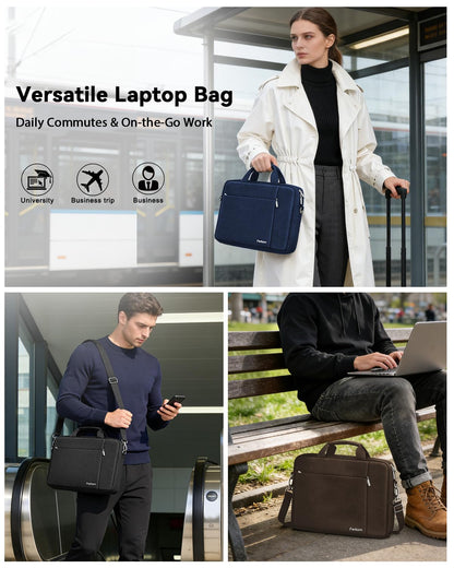 Ferkurn Laptop Bag Case for Women Men Computer Bag Compatible with HP Envy Pavilion Omen/LG Gram/MSI/Dell Inspiron XPS/Lenovo/Acer, Shoulder Strap Carrying Messenger Briefcase, Blue, 15.6 16 Inch