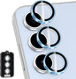 for Samsung Galaxy S24 FE Camera Lens Protector, Individual Metal Ring Tempered Glass Lens Cover, [Strong Adsorption] Scratch Resistant Ultra-Thin HD Clear Lens Cover, 1 Set-Blue Ring