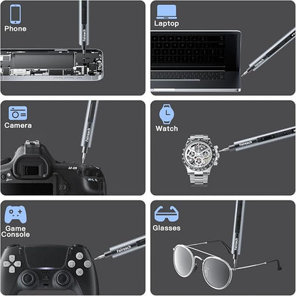 65-IN-1 Mini Electric Screwdriver Cordless, Precision Screwdriver Magnetic Bits Set with Case, 3 Torques Settings, LED lights, Portable Repair Tool Kit for Electronics Phone Watch
