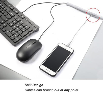 CrocSee 25ft - 1/2 inch Braided Cable Management Sleeve Cord Protector - Self-Wrapping Split Wire Loom for TV/Computer/Home Theater/Engine Bay - White