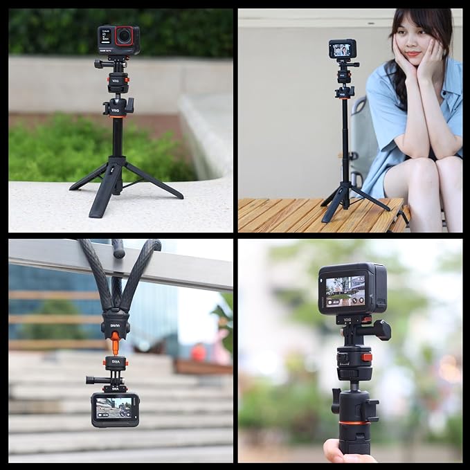 VRIG Quick Release Base Mount Kit for GoPro Accessories, Magnetic Quick Release Camera Tripod Mounts for Insta 360, DJI Osmo Action 5Pro/4/3,Go Pro Hero 13 12 11 10 9,with 1/4" Screw Hole for Tripod
