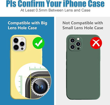 AGVEE 3+3 6 Pack for iPhone 15 Pro 6.1" / 15 Pro Max 6.7" Camera Lens Protector, Bling Diamond & Bling Glitter Metal Ring 9H Tempered HD Glass Camera Protector Cover Film, Bling-Black