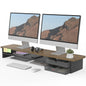 Fenge Monitor Stand, Desk Computer Riser with Frosted Storage Drawer, Oak