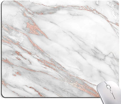 Mouse Pad, Marble Mouse Pad, Premium-Textured Mouse Mat Square Waterproof Non-Slip Rubber Base Computer Mousepads for Office Laptop Desk, Gray Rose Gold Marbling