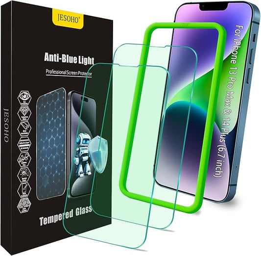 JESOHO Blue Light Screen Protector for iPhone 13 Pro Max & 14 Plus 6.7 inch