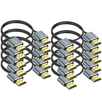 Twozoh Slim 4K HDMI Cable 1FT 10 Pack, Ultra Thin & Flexible Skinny HDMI to HDMI 2.0 Cord Support 4K/60HZ 18gbps Laptop, Monitor, PS5, PS4, Xbox One, Fire TV