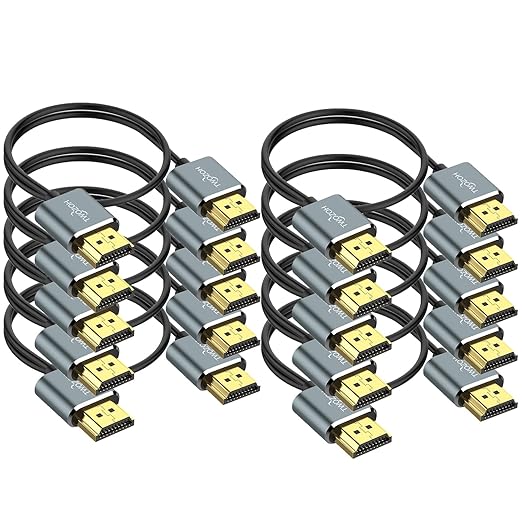 Twozoh Slim 4K HDMI Cable 6.6FT 10 Pack, Ultra Thin & Flexible Skinny HDMI to HDMI 2.0 Cord Support 4K/60HZ 18gbps Laptop, Monitor, PS5, PS4, Xbox One, Fire TV