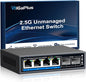 6 Ports 2.5Gb Unmanaged Ethernet Switch with 4* 2.5G Base-T Ports, 2* 10G SFP+ Ports. 2.5Gbps Network Switch for 2.5Gbps NAS/PC, WiFi6 Router, Wireless AP. Fanless Design, Plug and Play