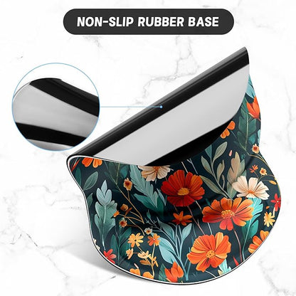 ITNRSIIET Ergonomic Mouse Pad with Gel Wrist Support Small Wrist Rest Smooth Surface Non-Slip PU Base Comfortable Office Supplies Pain Relief, 8.7 x 7.2 inches, Beautiful Flowers