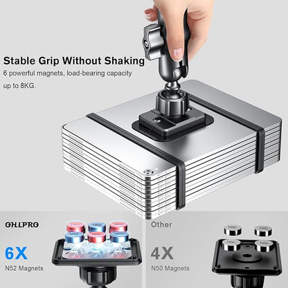OHLPRO Magnetic Tablet Car Mount Holder, 360°Rotatable Drill Base iPad Wall Mount, Strong Magnet Tablet and iPad, Galaxy, Kindle, Fire HD, Truck, Car, Desk, Boat