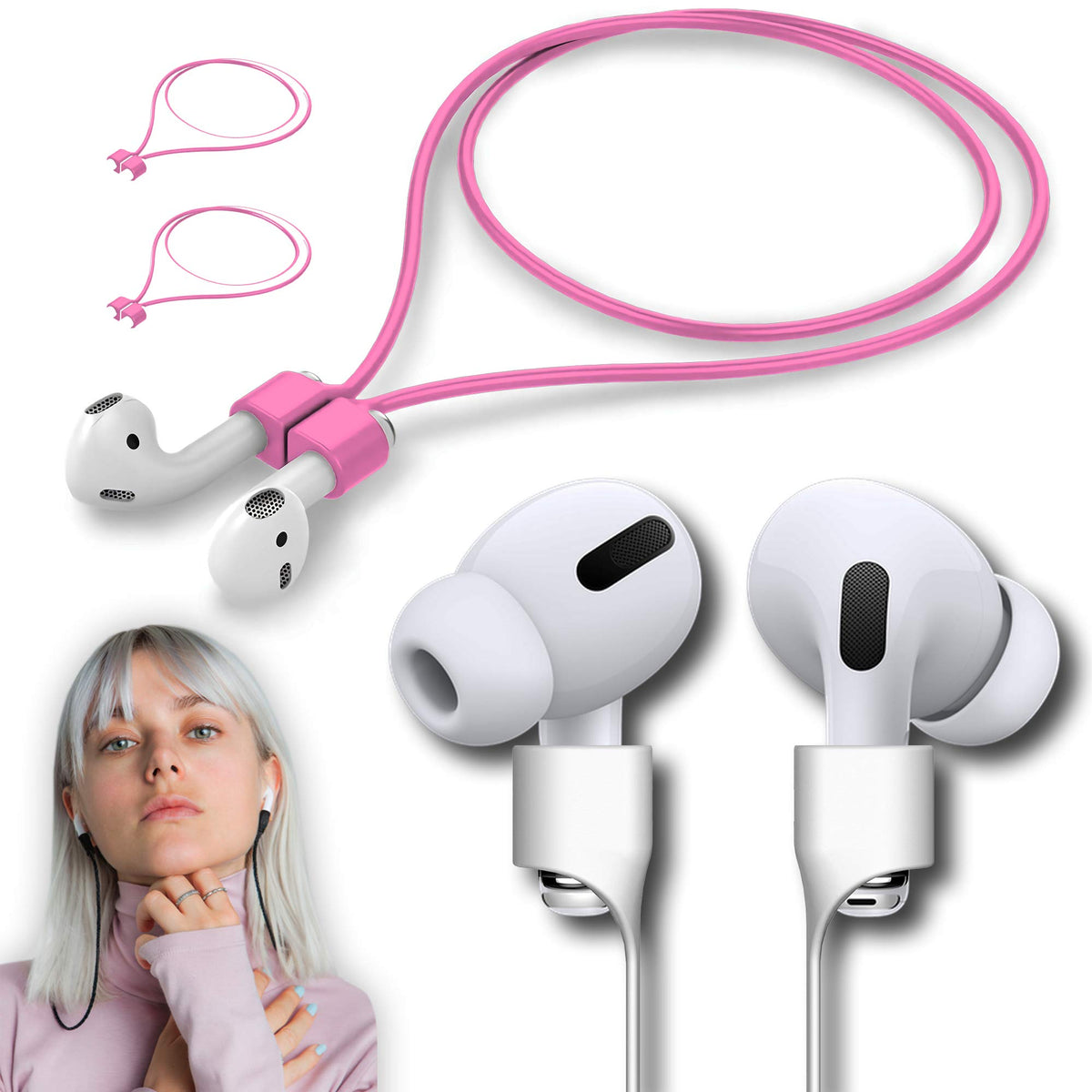 cobcobb Ultra Strong Magnetic Airpod Pro Strap Anti-Lost Cord Sports Lanyard Compatible with Airpods 3rd 2nd Generation Pro 3 2 1 (Grey)