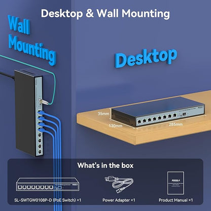 SODOLA 8 Port 2.5G Web Managed PoE Switch 120W | 1X 10G SFP+ & 8 x 2.5GBase-T Ports, Max 90W Output, IEEE802.3af/at/bt, Desktop & Wall Mount 2.5GbE Network Switch