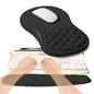 KUOSGM 2-in-1 Ergonomic Set, Wave Rise Keyboard Wrist Rest and Massage Bulge Slope Mouse Pad Wrist Support, Cushion Memory Foam Integrated to Relieve Wrist Pain, Cute Cat Paws