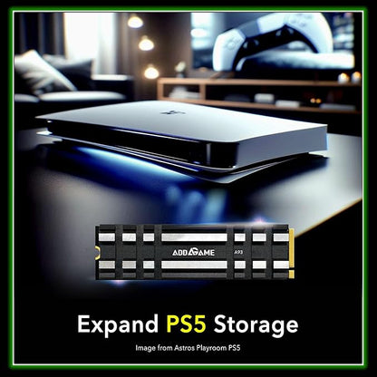 Addlink A93 1TB Storage Expansion for PS5 Console with Heatsink, Up to 7400mb/s, Gen 4 PCIe NVMe m.2 2280, SLC Cache Internal Solid State Drive(‎ad1TBA93M2P)