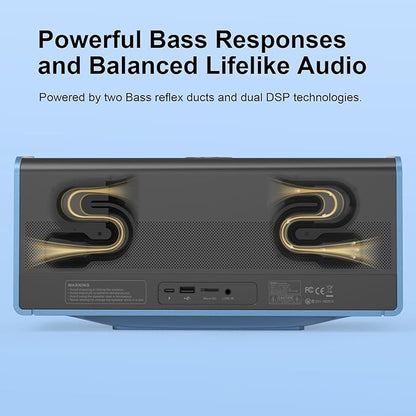 DOSS SoundBox Ultra Bluetooth Speaker with 2.1 Channel Audio, 80W Superior Sound with Deep Bass, Two DSP Technologies, 18H Playtime, BT 5.3, Wireless for Home, Office, Room-Blue