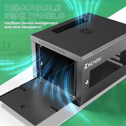 6U Server Cabinet Wall Mount Network Rack Enclosure Cabinet Enclosure for Computer Data Networking Electronic Equipment, Removable Side Panels 14.5in Depth