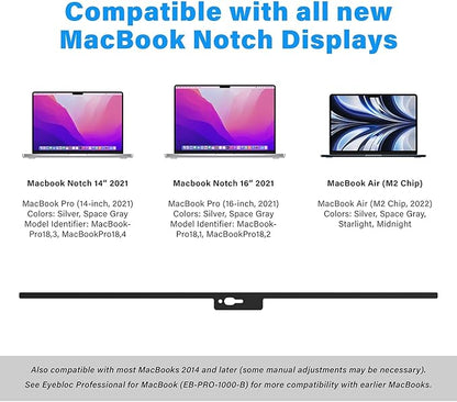 Webcam Cover - Compatible with MacBook 2021-2022 Air & Pro Notch Displays & Pre-2020 Models - Black Notch Series, 1 Pack - Magnetic Webcam Cover Slide & Camera Privacy Slider