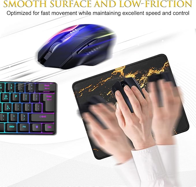 JIKIOU 3 Pack Mouse Pad with Stitched Edge,Portable Size-10.2x8.3in Gilding