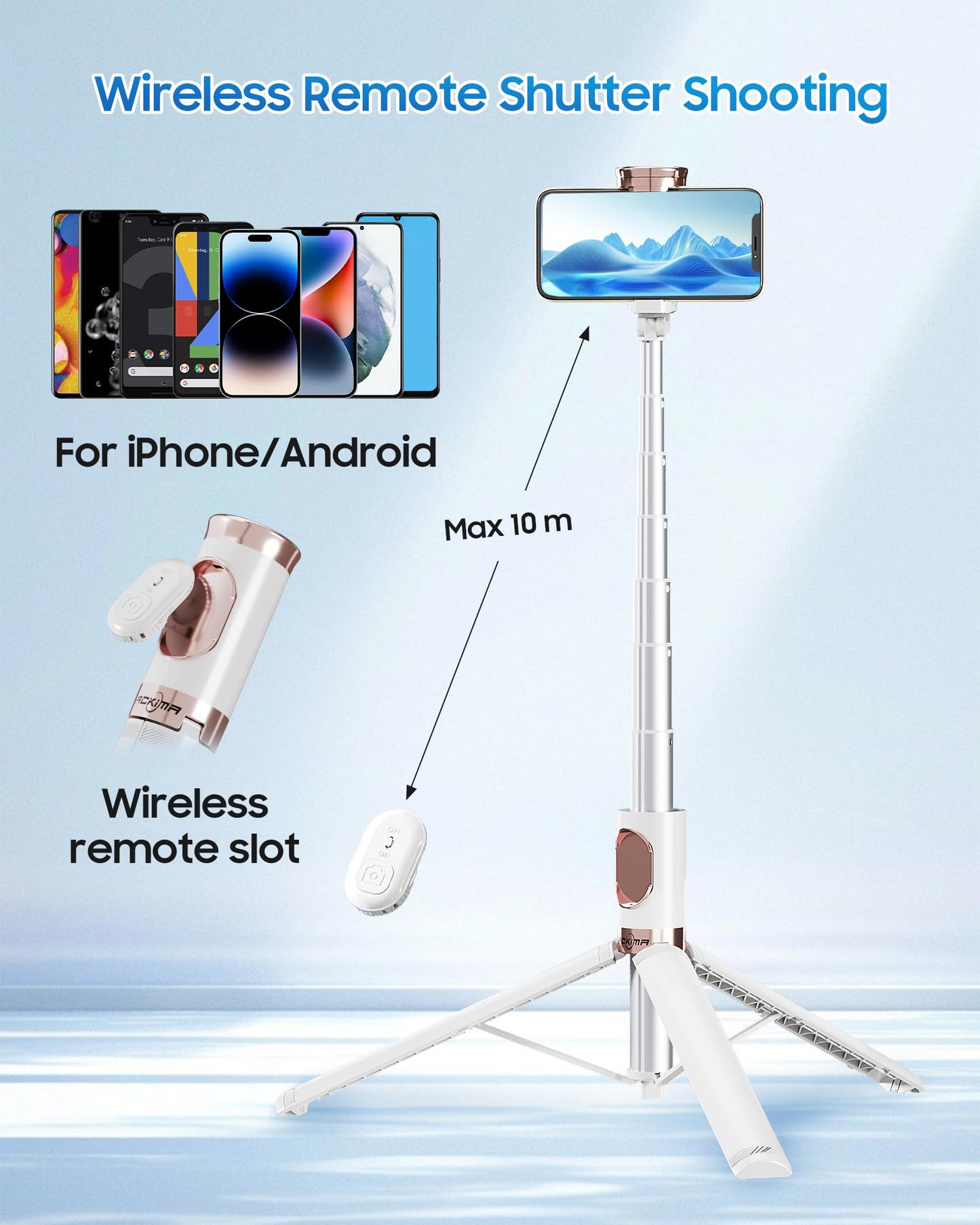 ACKIMA 67" Selfie Stick Tripod with Wireless Remote for iPhone and Android