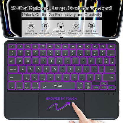 iPad Pro 13 inch Case with Keyboard (M5 2025, M4 2024), Flex Magnetic Detachable Backlit Keyboard Case, Larger Multi-Trackpad, Landscape/Portrait, 160° Adjustable Stand, Slim Protective Case (Black)