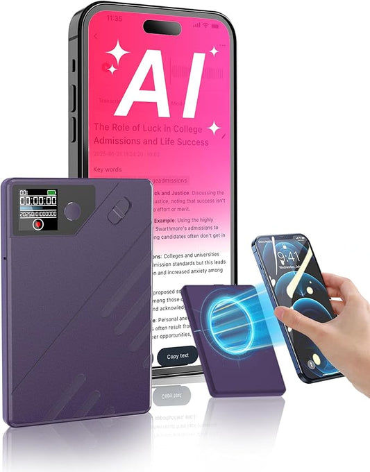 Ai Voice Recorder, Note Voice to Text Recorder W/Magnetic Case, App Control, Transcribe & Summarize with by Chatgpt, Support 256 Languages, 64GB Memory, Audio Recorder for Lectures, Meetings, Calls