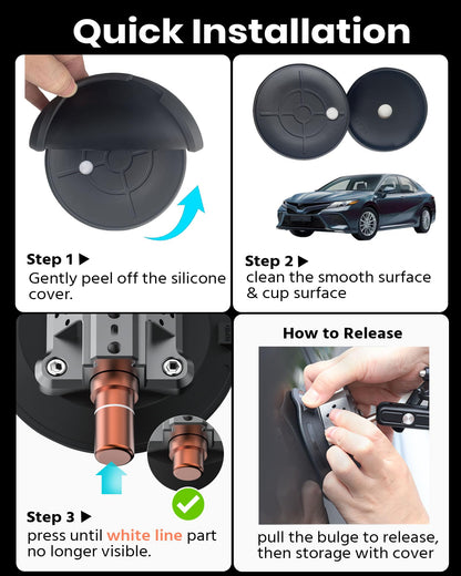 ROZOER 6" Suction Cup Camera Mount – Car, Windshield & Dash Cam Mount with Cold Shoe, NATO Rail, 1/4"-20 & 3/8-16 Threads (6”)
