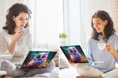 Tuiklol for MacBook Pro 14 Inch Case 2026 2025 2024 2023 2022 2021 Release M5/M4/M3/M2/M1 A2442 Pro/Max,Hard Shell Case with Screen Protector for Touch ID, Rainbow owl