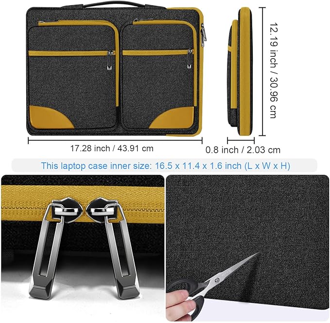Hseok Ultra-Slim Laptop Case 17 17.3 inches Sleeve Protective PC Briefcase for Commuting and Business Trip，Yellow