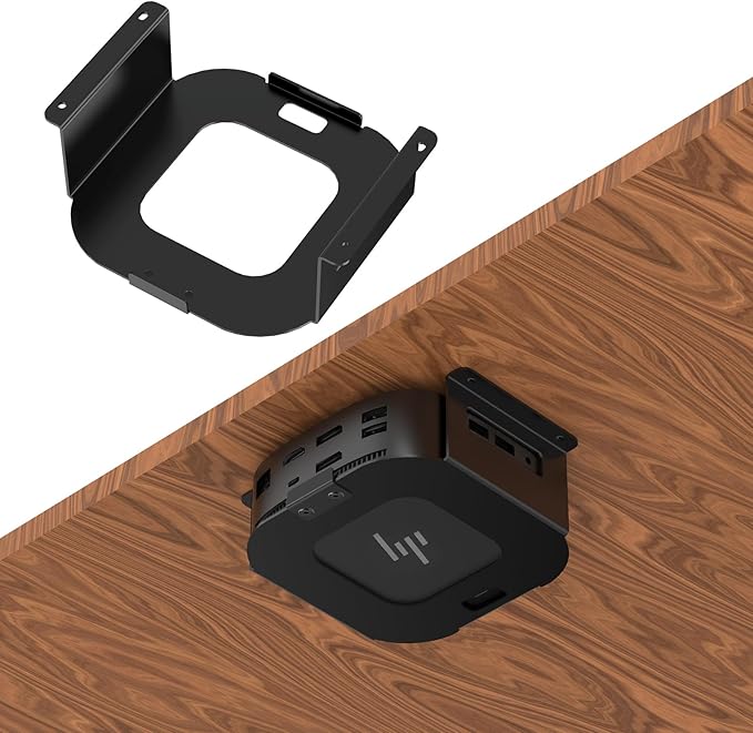 Under Desk Mount Holder for HP USB-C Dock G5,Under-Desk Iron Storage Rack Specifically Designed for HP USB-C Thunderbolt Dock G5,Easy Install with All Hardware Included(Black Holder Only)
