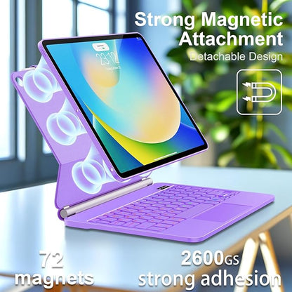 for iPad 9th Generation Case with Keyboard,Magic Style Keyboard Case for iPad 9th/8th/7th Gen 10.2 inch - Floating Cantilever Magnetic Stand Multi-Touch Trackpad (Purple)