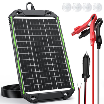 Sun Energise 15W 12V Solar Battery Charger & Maintainer PRO, Built-in Smart MPPT Charge Controller, Waterproof 12 Volt Solar Panel Trickle Charging Kits for Car Auto Boat RV Marine Trailer Camper