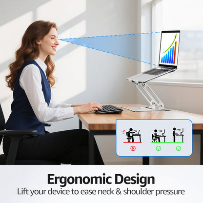 Urmust Adjustable Laptop Stand for Desk, 10-15.6“ Laptop Riser, Silver