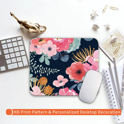 Armanza Square Mouse Pad Pink Flower, Personalized Premium-Textured Custom Mouse Mat Design, Washable Mousepad Cloth, Non-Slip Rubber Base Computer Mouse Pads for Wireless Mouse
