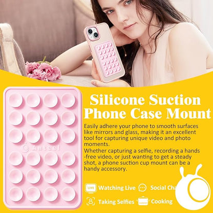 Anteel MAX Silicone Suction Phone Case Adhesive Mount, Upgraded Super Strong Grip, Durable, Easy to Use, Hands-Free Sticky Phone Holder for Selfies, Tiktok Videos, 2.56"x3.94" (LPK&TP)