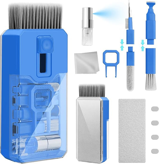 All-in-1 Keyboard Cleaner and Laptop Cleaning Kit - Professional Computer Screen-Safe Tools for MacBook and Electronics - Portable Brush Set for Gamers and Remote Professionals, SkyBlue