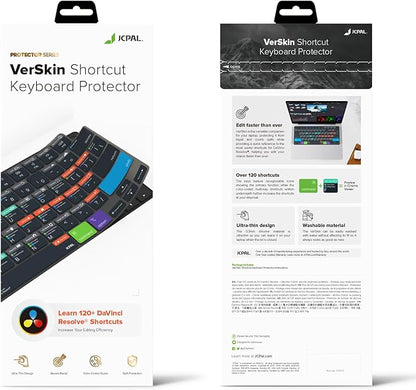 JCPal Davinci Resolve Shortcut Guide Keyboard Cover for Apple MacBook Pro 14 inch and MacBook Pro 16 inch (M1-M4 Models) and MacBook Air 13 inch and MacBook Air 15 inch (M2-M4 Models) (US-Layout)