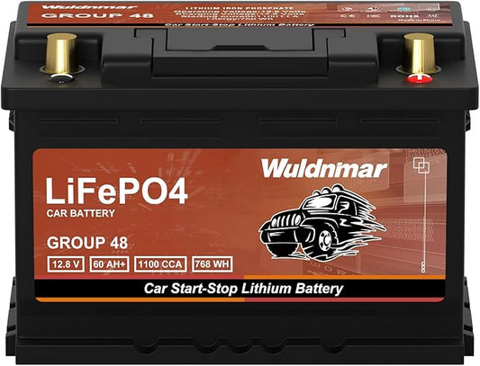 High Performance G48 12V 60AH Lithium Car Start-Stop Battery with 1100CCA and 60 Month Warranty