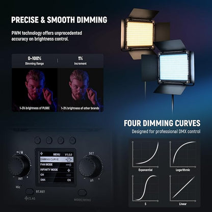 NEEWER PL60C RGB LED Panel Video Light APP/2.4G/DMX Control, 60W 23000Lux/0.5m 2500K-10000K RGBCW Pro Photography Studio Lighting /18 Scenes/V Battery Powered for Outdoor Filming Recording Streaming