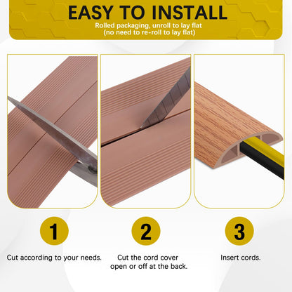JAHOMFAI Floor Cord Cover 10FT Cord Covers for Wires on Floor Protect Wires & Prevent Trip Hazards, Easy to Cut for Home, Office, School, Concerts, Cavity W0.6in x H0.32in