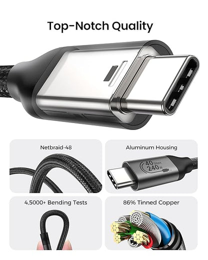 Silkland USB 4 Cable for Thunderbolt 4 Cable 3.3FT, 40Gbps Data Sync, 8K/5K USB C Monitor [USB-IF Certified] Netbraid-48 240W USB C Thunderbolt, Compatible for SSD, MacBook, iPad,Docking