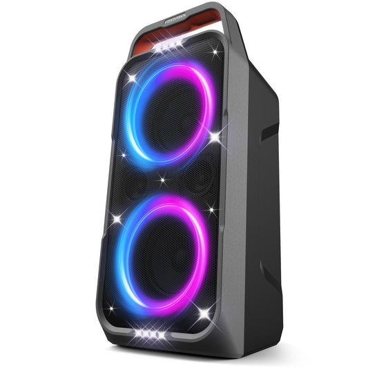 Foxdawn Party Bluetooth Speaker: 240W Peak Loud Sound, Deep Bass, 15H Playtime, Fast Charge, IPX4 Waterproof, TWS, Led Light Show, Large Portable Wireless Speakers for Outdoor, Camping, Backyard, Home