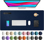 Aothia Leather Desk Pad Protector, Mouse Pad, Office Desk Mat, Non-Slip PU Leather Desk Blotter, Laptop Desk Pad, Waterproof Desk Writing Pad for Office and Home(Dark Blue,31.5" x 15.7")